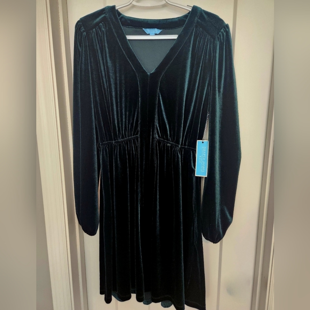 Draper James Hunter Green Velvet Long Sleeve Dress